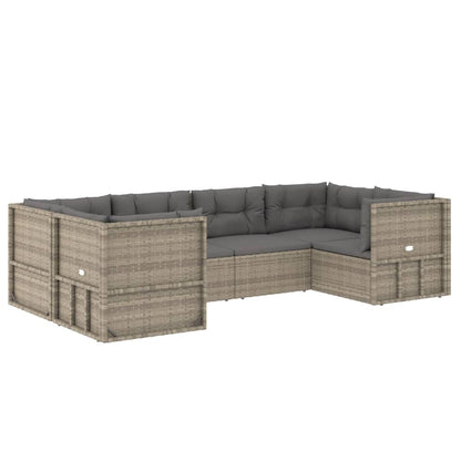 Set Divani da Giardino 6 pz con Cuscini in Polyrattan Grigio - homemem39