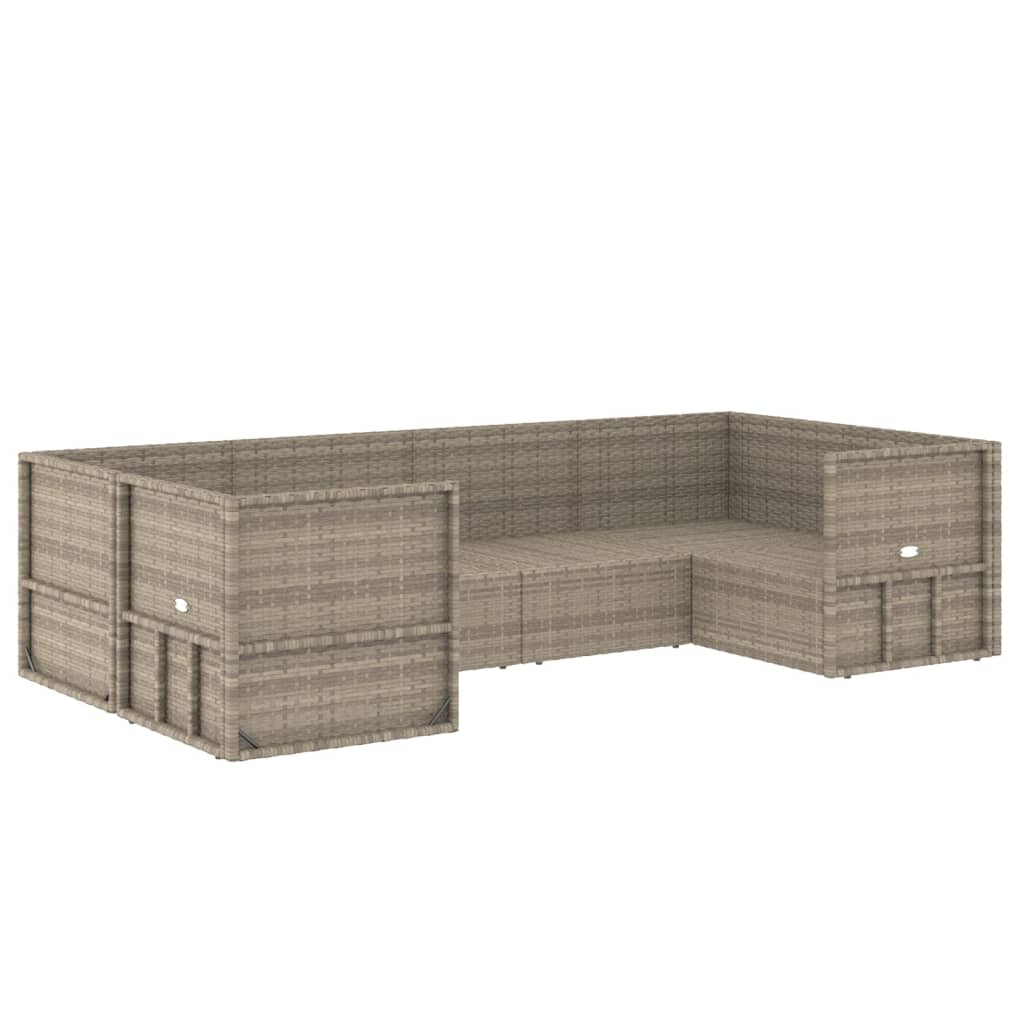 Set Divani da Giardino 6 pz con Cuscini in Polyrattan Grigio - homemem39