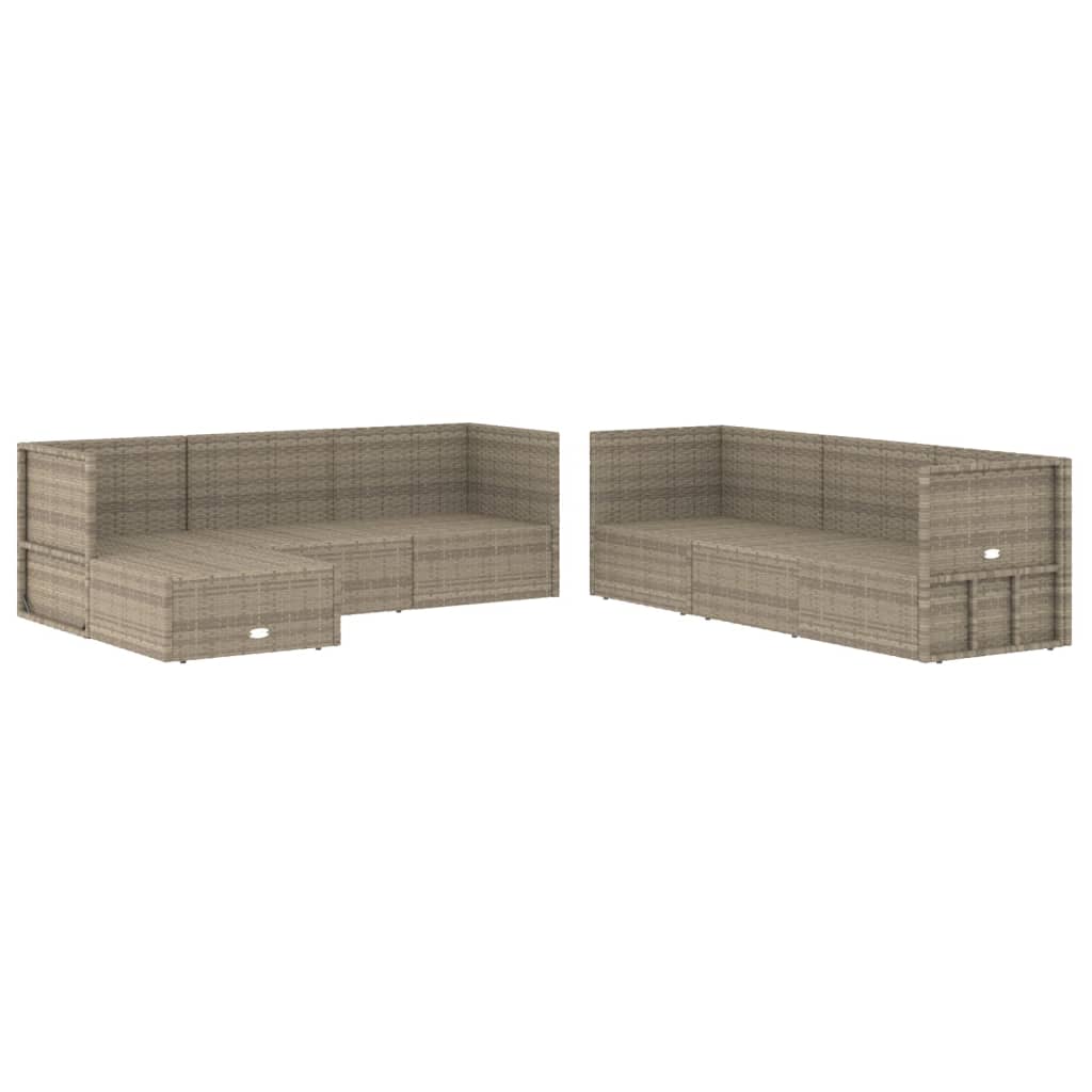 Set Divani da Giardino 7 pz con Cuscini in Polyrattan Grigio - homemem39