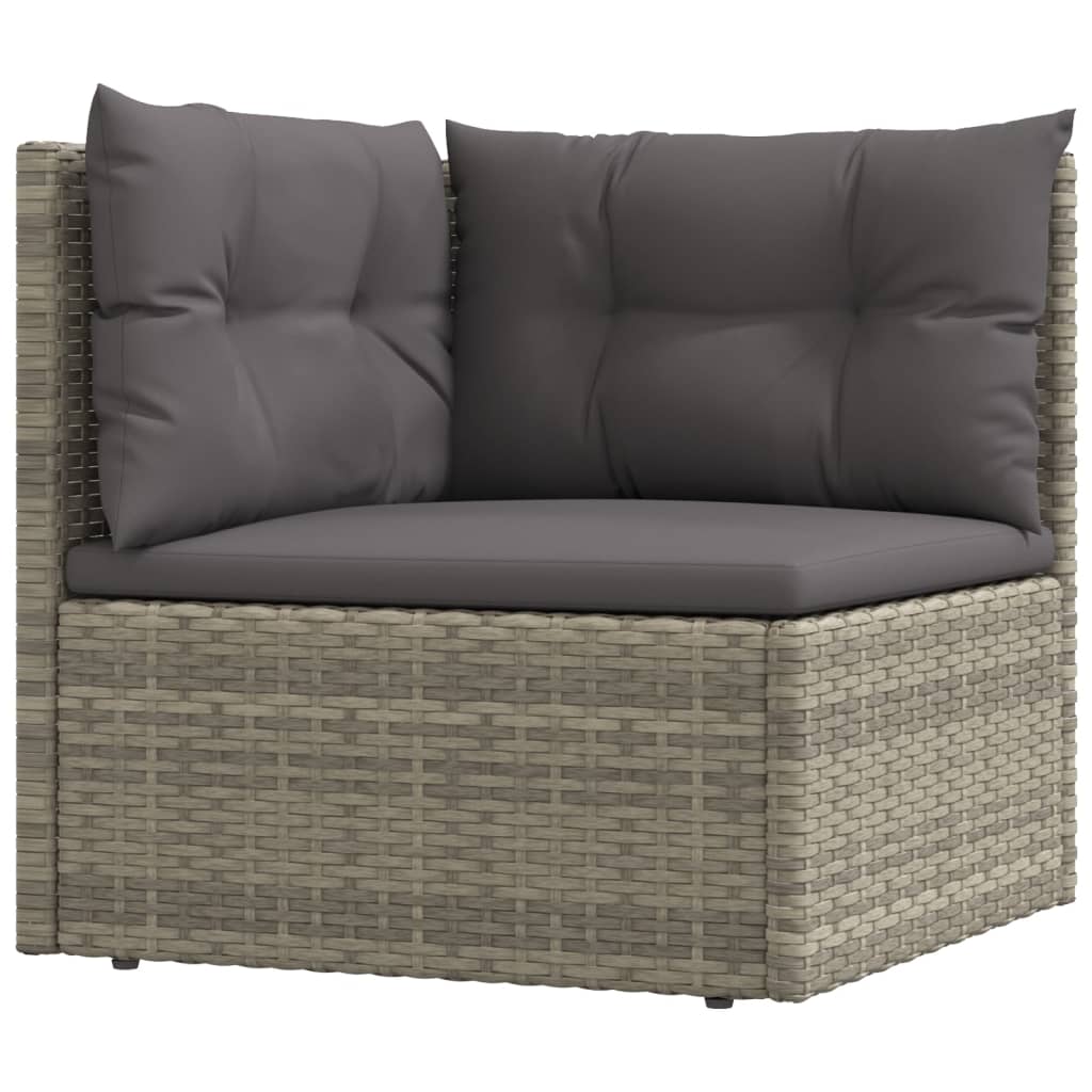 Set Divani da Giardino 7 pz con Cuscini in Polyrattan Grigio - homemem39