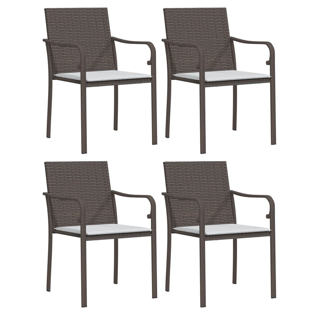 Sedie da Giardino con Cuscini 4pz Marroni 56x59x84cm Polyrattan - homemem39