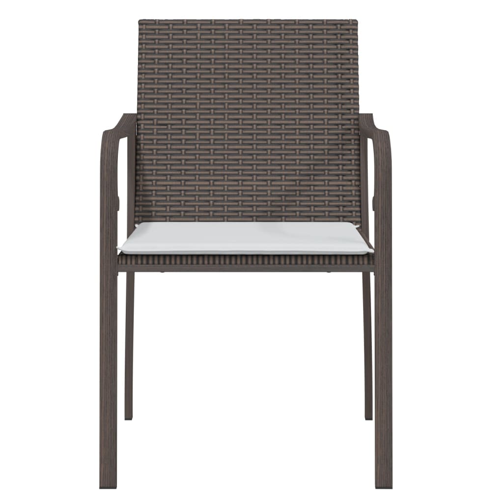 Sedie da Giardino con Cuscini 4pz Marroni 56x59x84cm Polyrattan - homemem39