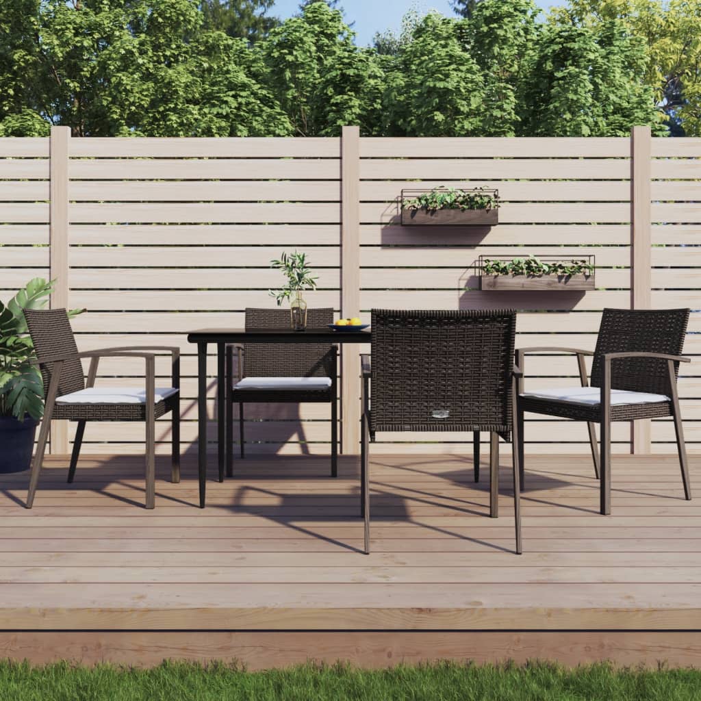 Sedie Giardino con Cuscini 4pz Marroni 56,5x57x83 cm Polyrattan - homemem39