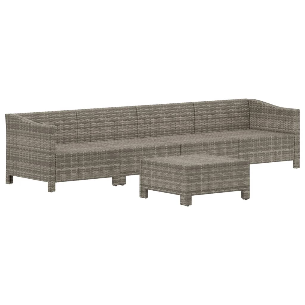 Set Divani da Giardino 5 pz con Cuscini in Polyrattan Grigio - homemem39