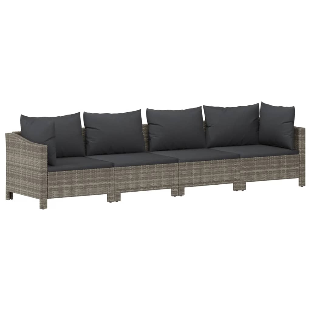 Set Divani da Giardino 5 pz con Cuscini in Polyrattan Grigio - homemem39