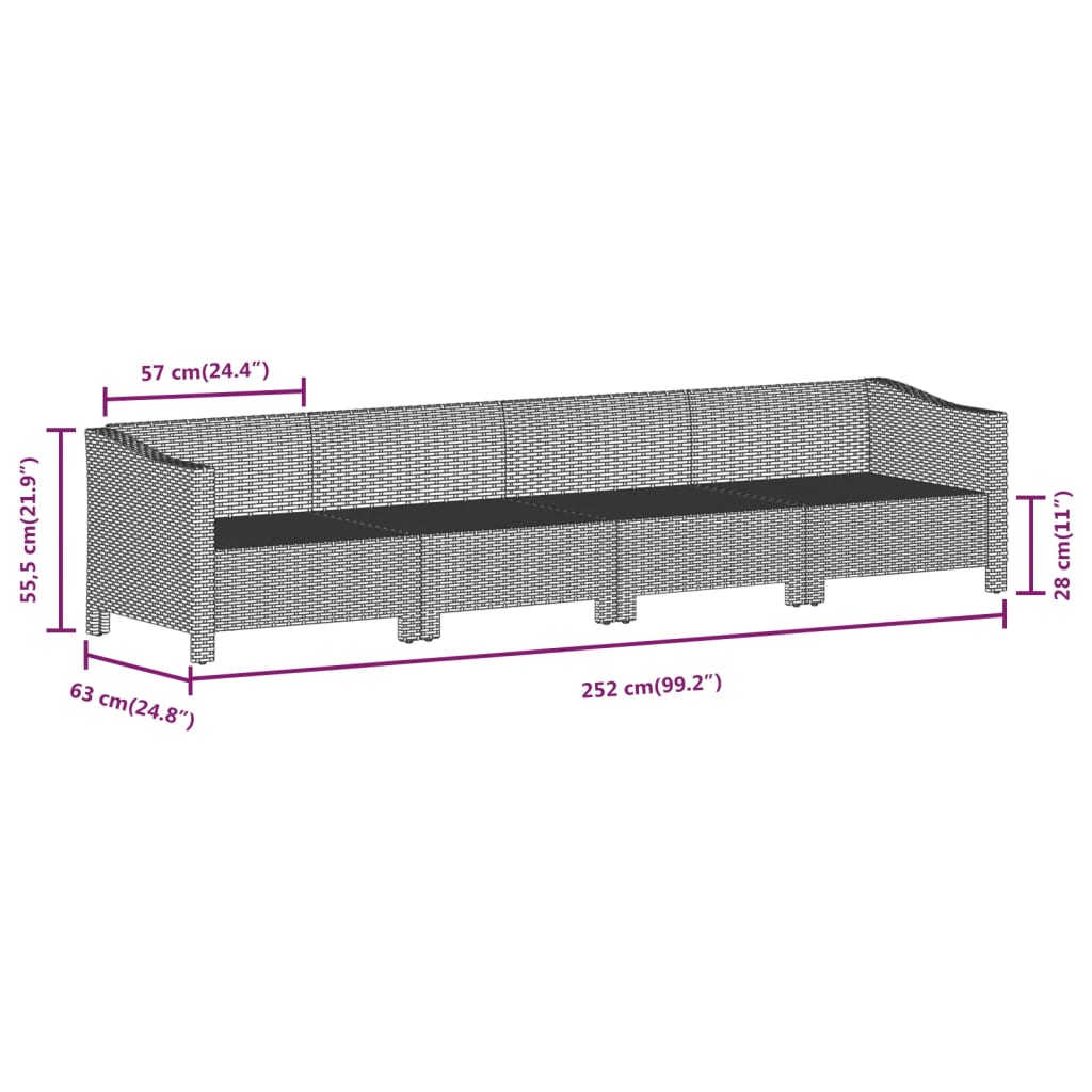 Set Divani da Giardino 5 pz con Cuscini in Polyrattan Grigio - homemem39