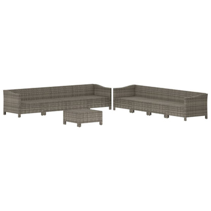 Set Divani da Giardino 9 pz con Cuscini in Polyrattan Grigio - homemem39