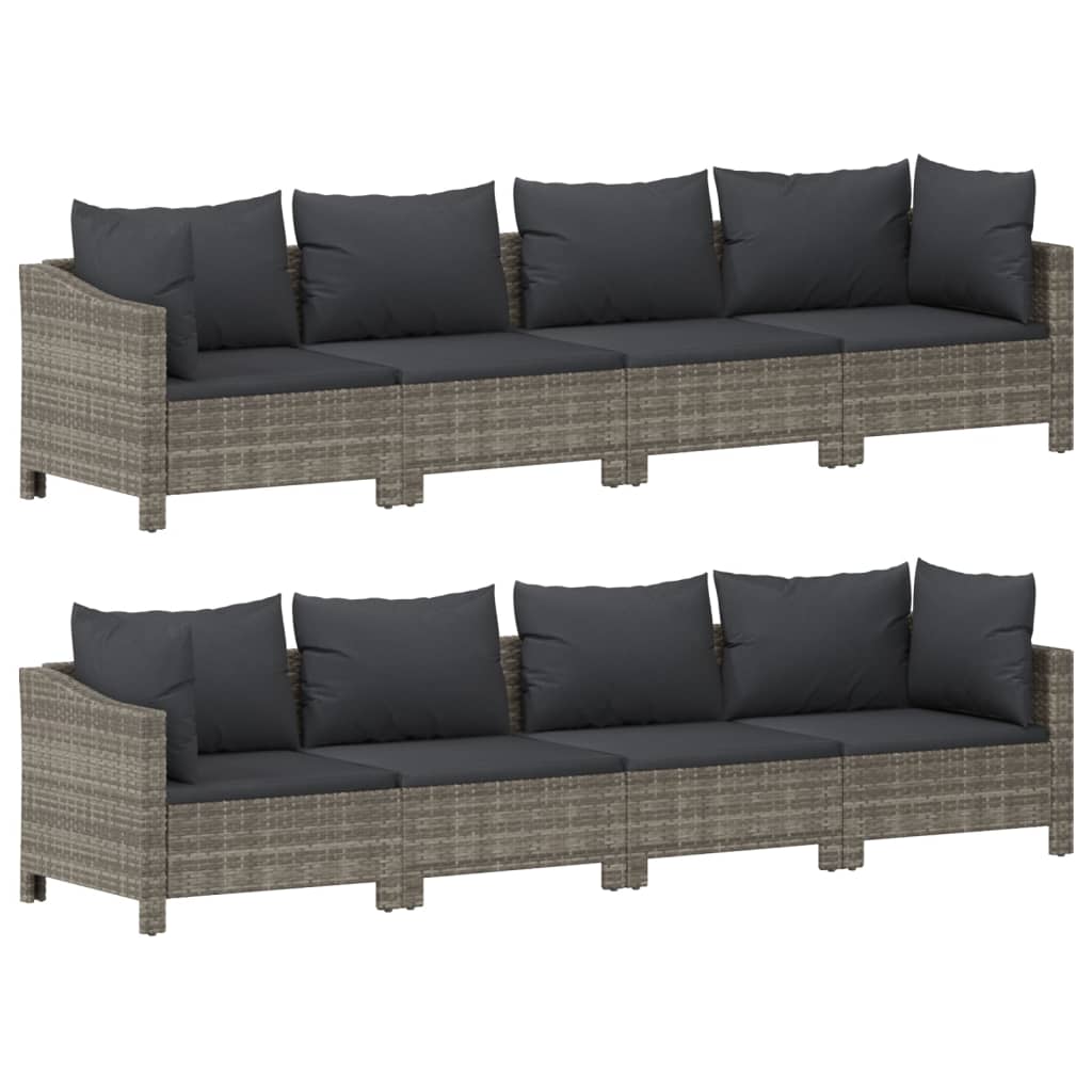 Set Divani da Giardino 9 pz con Cuscini in Polyrattan Grigio - homemem39