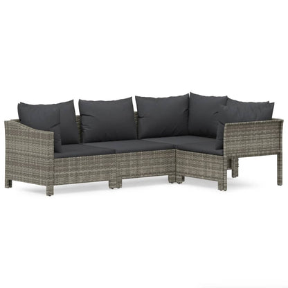 Set Divani da Giardino 4 pz con Cuscini in Polyrattan Grigio - homemem39