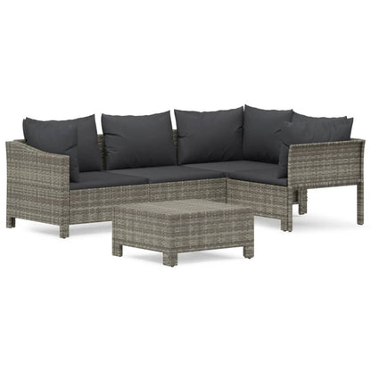 Set Divani da Giardino 5 pz con Cuscini in Polyrattan Grigio - homemem39