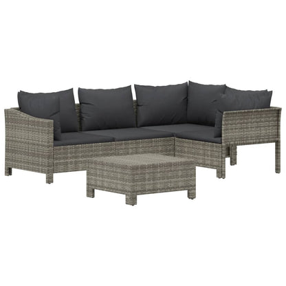 Set Divani da Giardino 5 pz con Cuscini in Polyrattan Grigio - homemem39