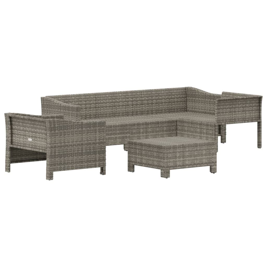 Set Divani da Giardino 6 pz con Cuscini in Polyrattan Grigio - homemem39