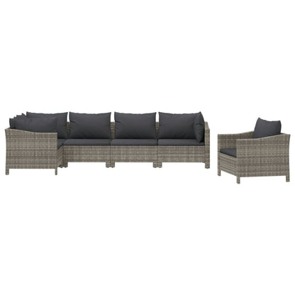 Set Divani da Giardino 6 pz con Cuscini in Polyrattan Grigio - homemem39