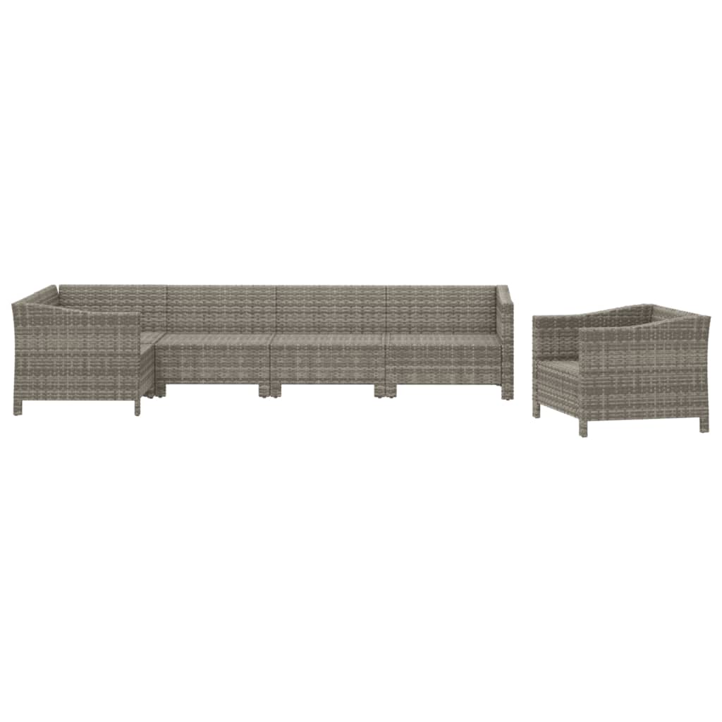 Set Divani da Giardino 6 pz con Cuscini in Polyrattan Grigio - homemem39