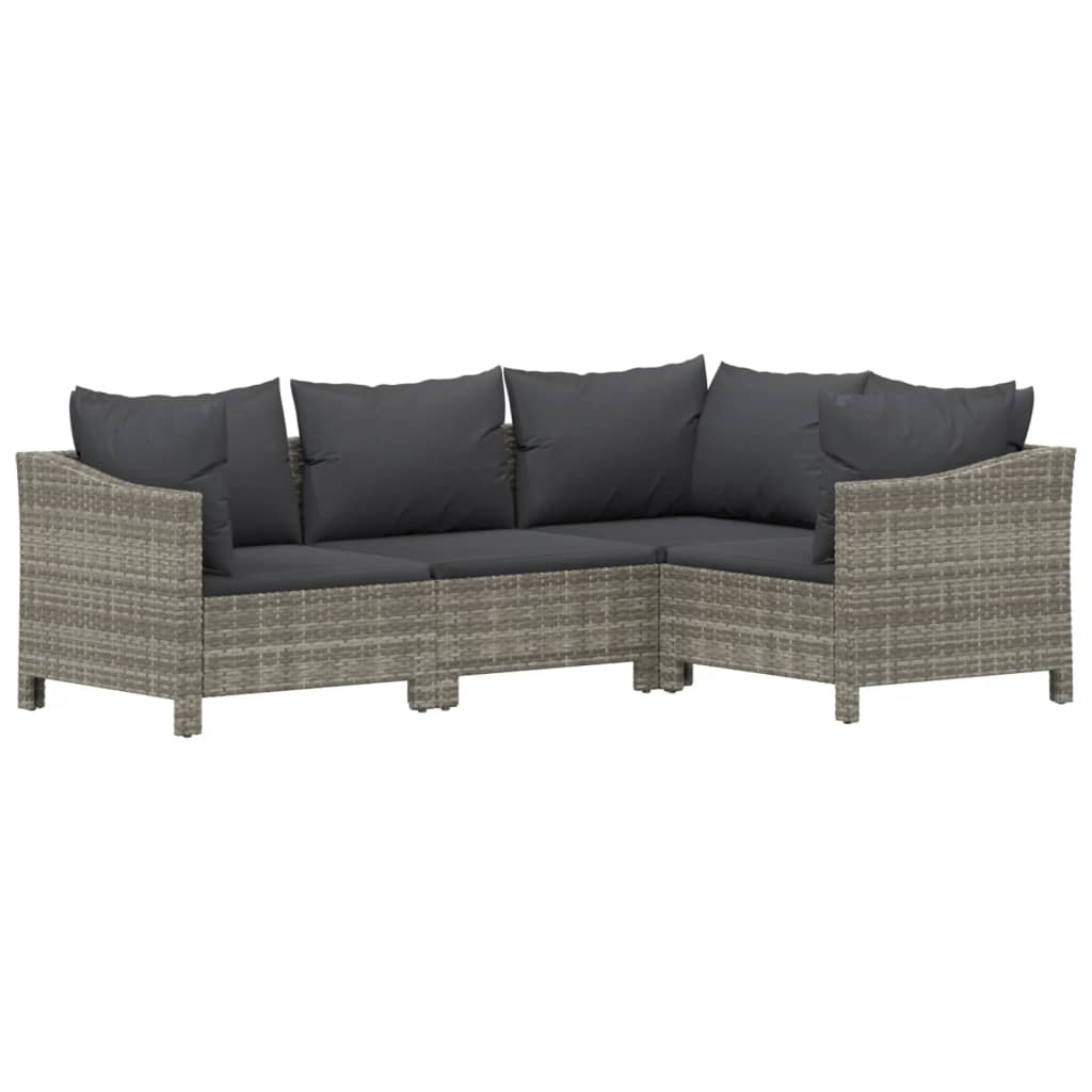 Set Divani da Giardino 6 pz con Cuscini in Polyrattan Grigio - homemem39