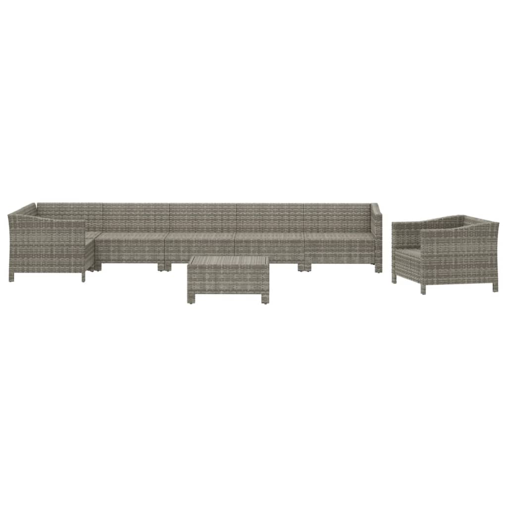 Set Divani da Giardino 8 pz con Cuscini in Polyrattan Grigio - homemem39