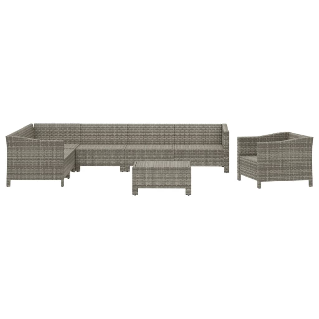 Set Divani da Giardino 8 pz con Cuscini in Polyrattan Grigio - homemem39