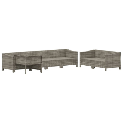 Set Divani da Giardino 7 pz con Cuscini in Polyrattan Grigio - homemem39