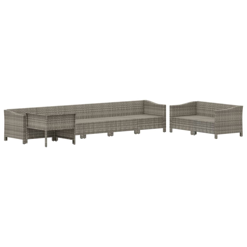 Set Divani da Giardino 8 pz con Cuscini in Polyrattan Grigio - homemem39