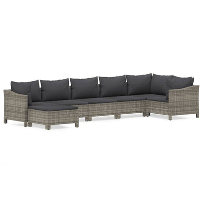 Set Divani da Giardino 7 pz con Cuscini in Polyrattan Grigio - homemem39