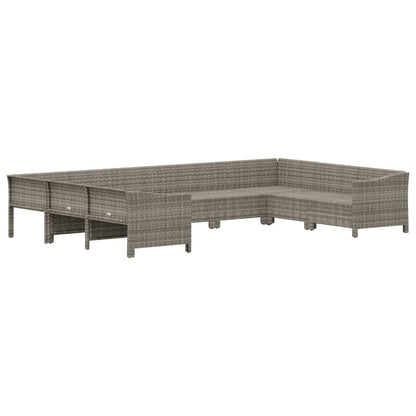 Set Divani da Giardino 9 pz con Cuscini in Polyrattan Grigio - homemem39