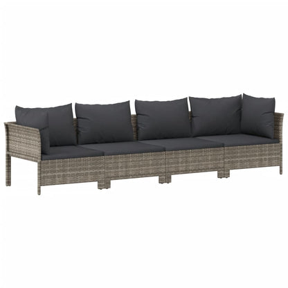 Set Divani da Giardino 9 pz con Cuscini in Polyrattan Grigio - homemem39