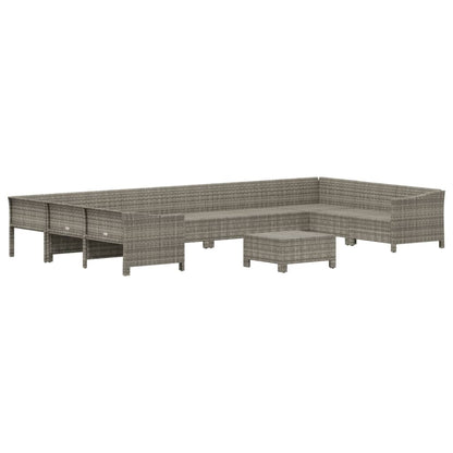 Set Divani da Giardino 11 pz con Cuscini in Polyrattan Grigio - homemem39