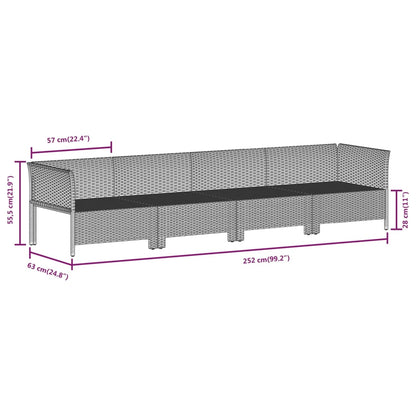 Set Divani da Giardino 11 pz con Cuscini in Polyrattan Grigio - homemem39