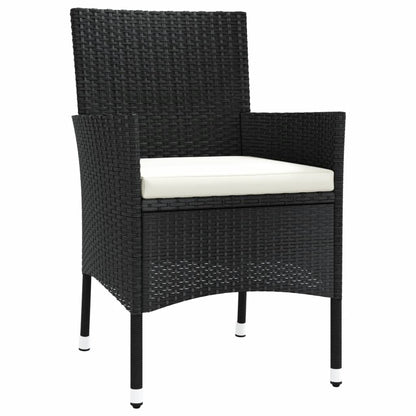 Set da Pranzo da Giardino 7 pz Nero con Cuscini in Polyrattan - homemem39