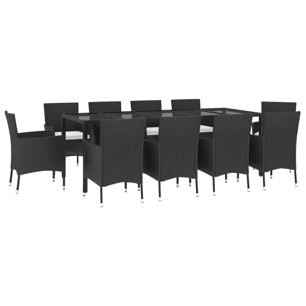 Set da Pranzo da Giardino 11 pz con Cuscini in Polyrattan Nero - homemem39