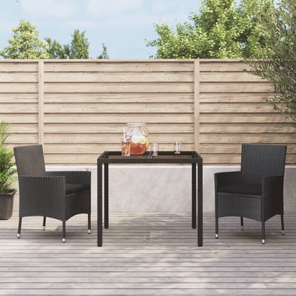 Set da Pranzo da Giardino 3 pz con Cuscini Nero in Polyrattan - homemem39