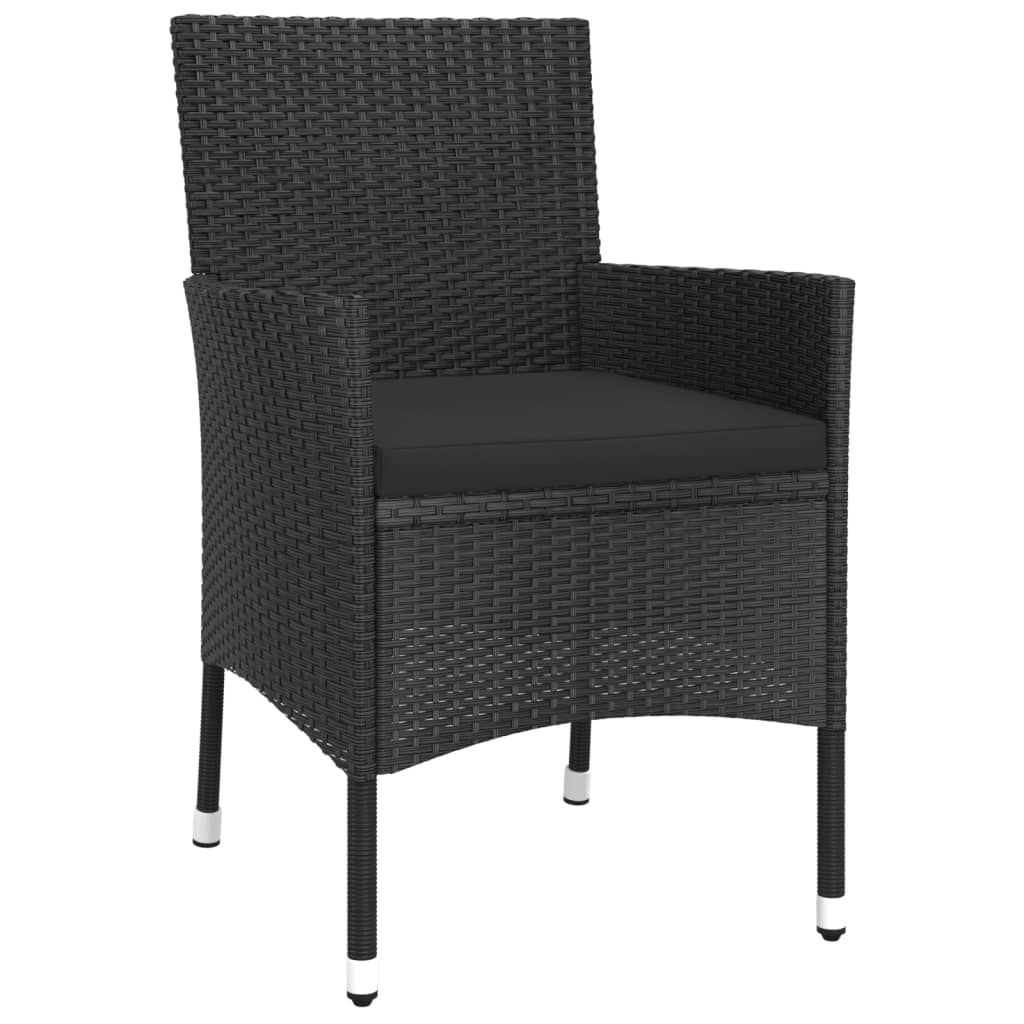 Set da Pranzo da Giardino 5 pz Nero con Cuscini in Polyrattan - homemem39