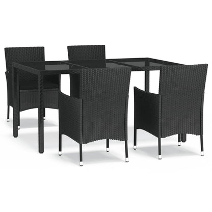 Set da Pranzo da Giardino 5 pz Nero con Cuscini in Polyrattan - homemem39