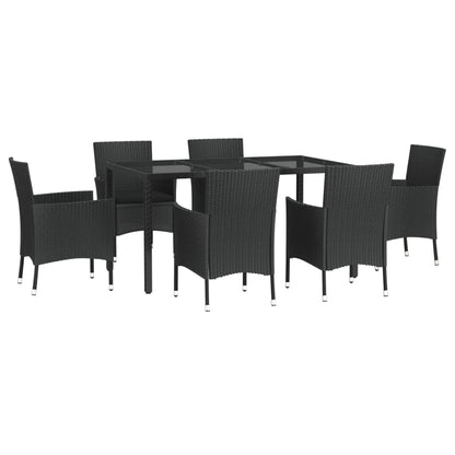 Set da Pranzo da Giardino 7 pz Nero con Cuscini in Polyrattan - homemem39