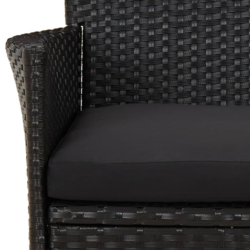 Set da Pranzo da Giardino 7 pz Nero con Cuscini in Polyrattan - homemem39