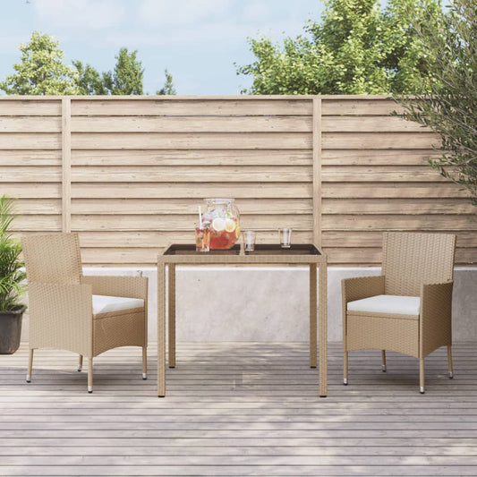 Set da Pranzo da Giardino 3 pz con Cuscini Beige in Polyrattan - homemem39