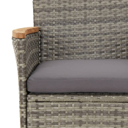 Set da Pranzo da Giardino 9 pz con Cuscini in Polyrattan Grigio - homemem39