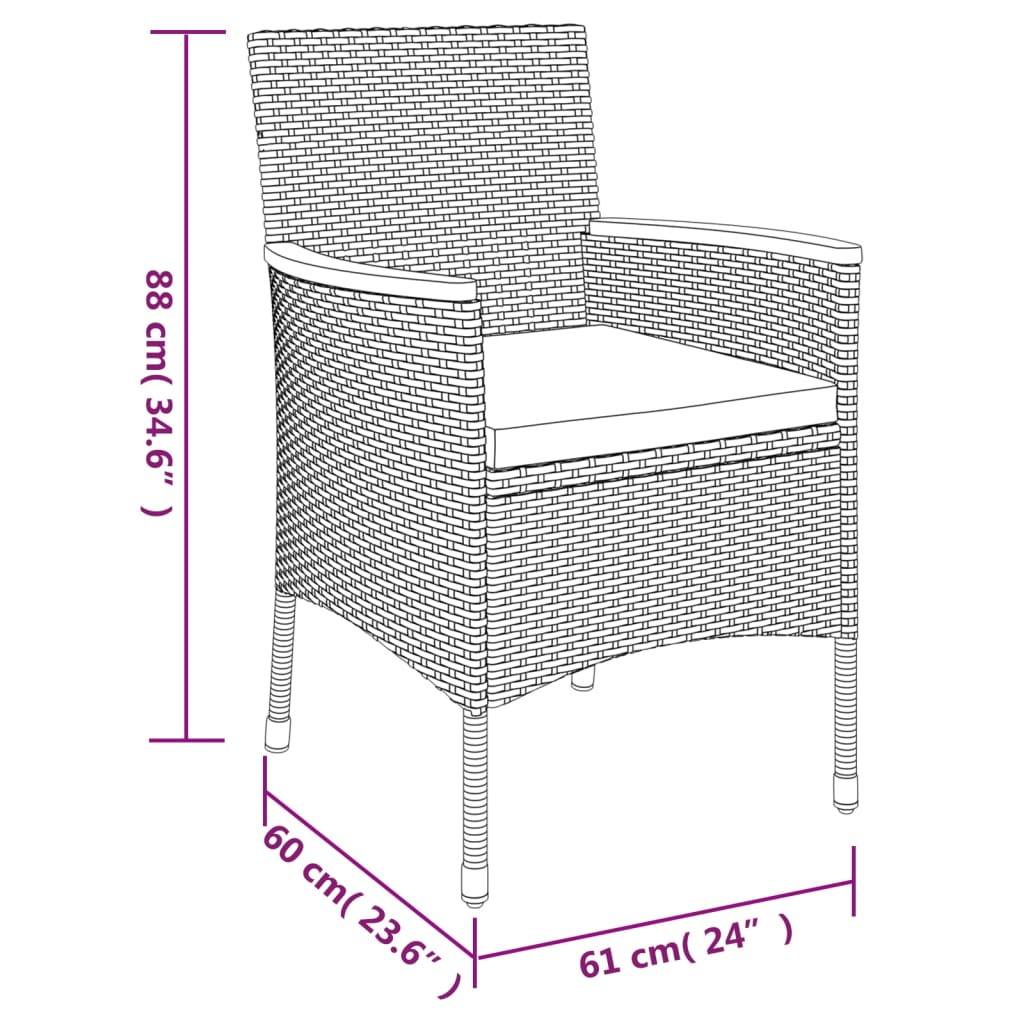 Set da Pranzo da Giardino 9 pz con Cuscini in Polyrattan Grigio - homemem39