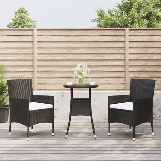 Set Bistrò da Giardino 3 pz con Cuscini in Polyrattan Nero - homemem39