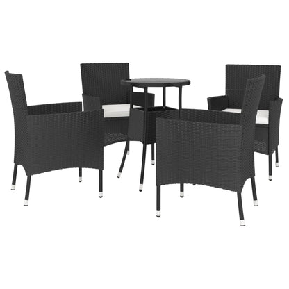 Set Bistrò da Giardino 5 pz con Cuscini in Polyrattan Nero - homemem39