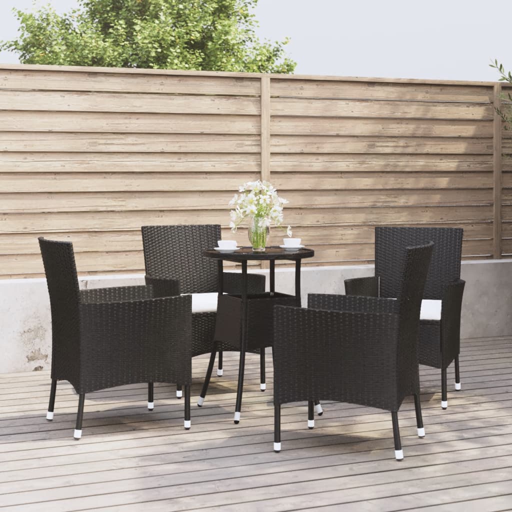 Set Bistrò da Giardino 5 pz con Cuscini in Polyrattan Nero - homemem39