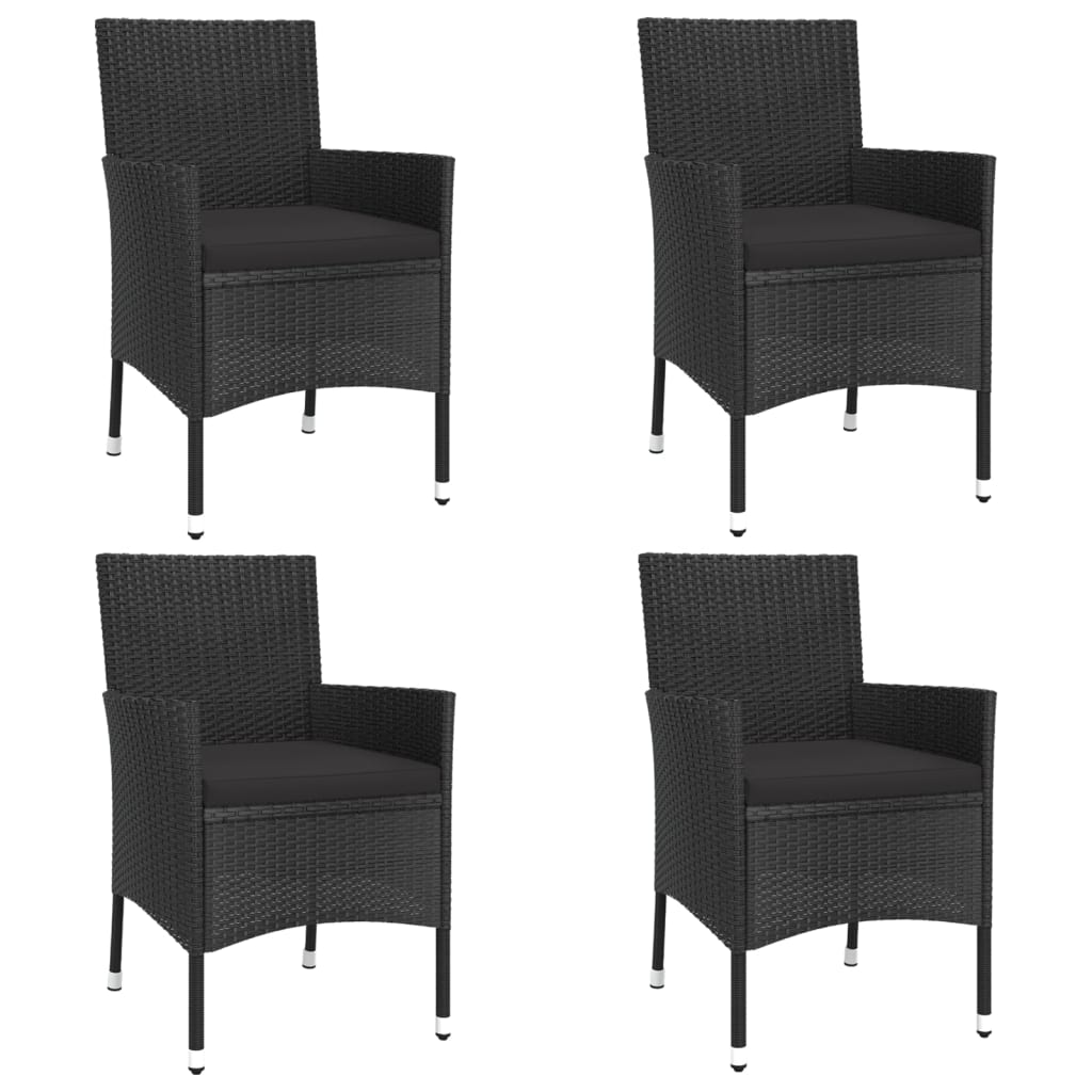 Set Bistrò da Giardino 5 pz con Cuscini in Polyrattan Nero - homemem39