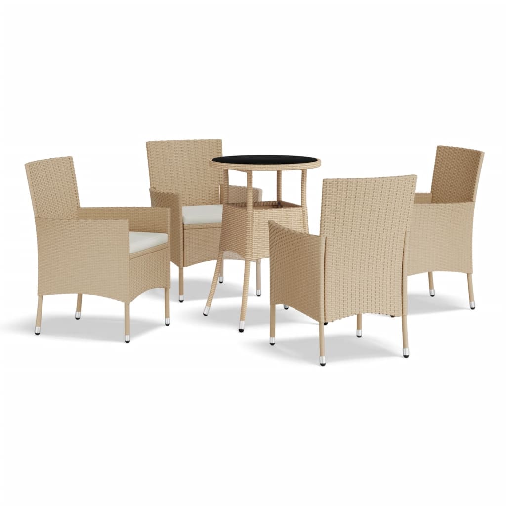 Set da Bistrò da Giardino 5 pz con Cuscini Beige in Polyrattan - homemem39