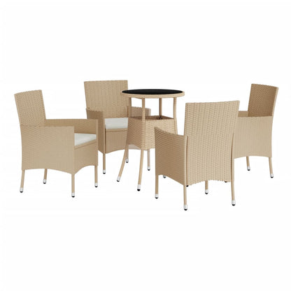 Set da Bistrò da Giardino 5 pz con Cuscini Beige in Polyrattan - homemem39