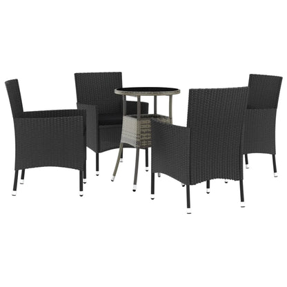 Set Bistrò da Giardino 5 pz con Cuscini in Polyrattan Nero - homemem39