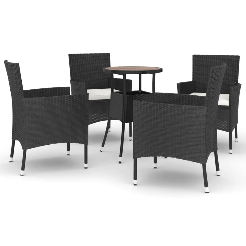 Set Bistrò da Giardino 5 pz con Cuscini in Polyrattan Nero - homemem39