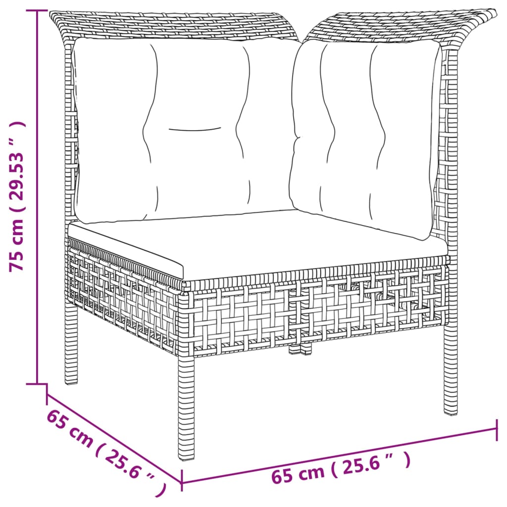 Set Divani da Giardino 3 pz con Cuscini in Polyrattan Grigio - homemem39