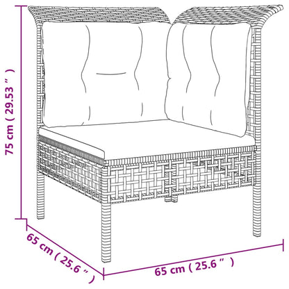 Set Divani da Giardino 3 pz con Cuscini in Polyrattan Grigio - homemem39