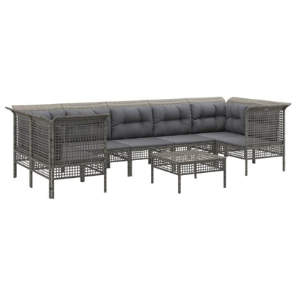 Set Divani da Giardino 8 pz con Cuscini in Polyrattan Grigio - homemem39