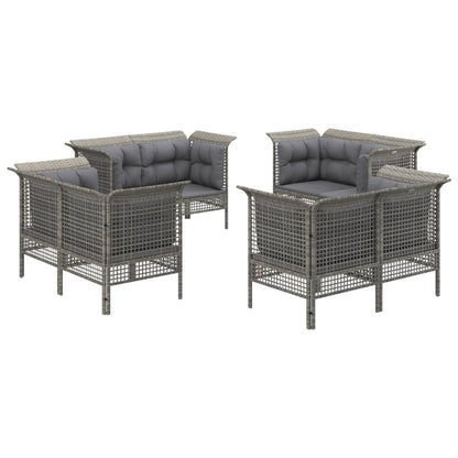 Set Divani da Giardino 8 pz con Cuscini in Polyrattan Grigio - homemem39